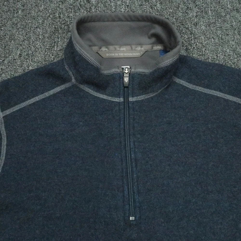 Kuhl‎ Pullover Mens Small Blue 1/4 Zip Chianti Fleece Wool Blend Hiking Jumper